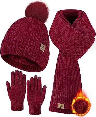 Winter Warm Hat Scarf and Touch Screen Gloves Set, Knitted  display picture 2