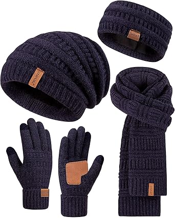 Womens Winter Beanie Hat Scarf Gloves Headband Set, Slouchy  display picture 1